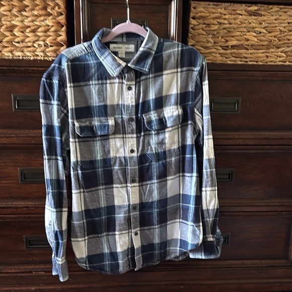 Old Navy Men's Blue and White Plaid Shirt in size XL - Picture 1 of 4